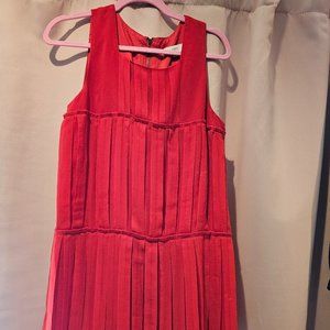 Loft red pleated drop waist dress
